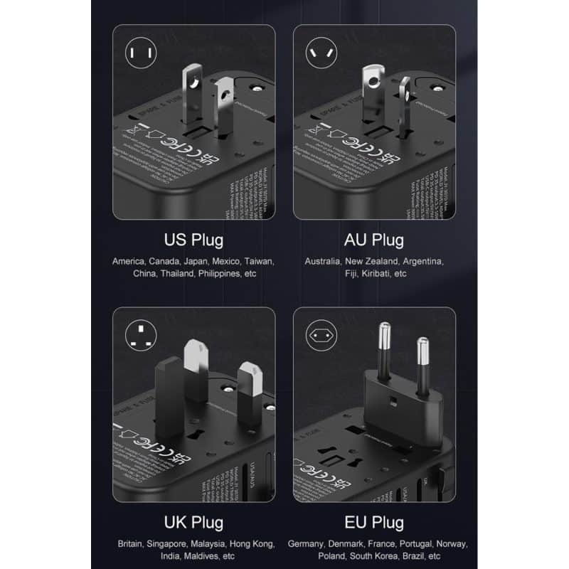 Custom Expedition 4.0 - Universal Travel Adapter Featuring 35w USB-C Port - 3