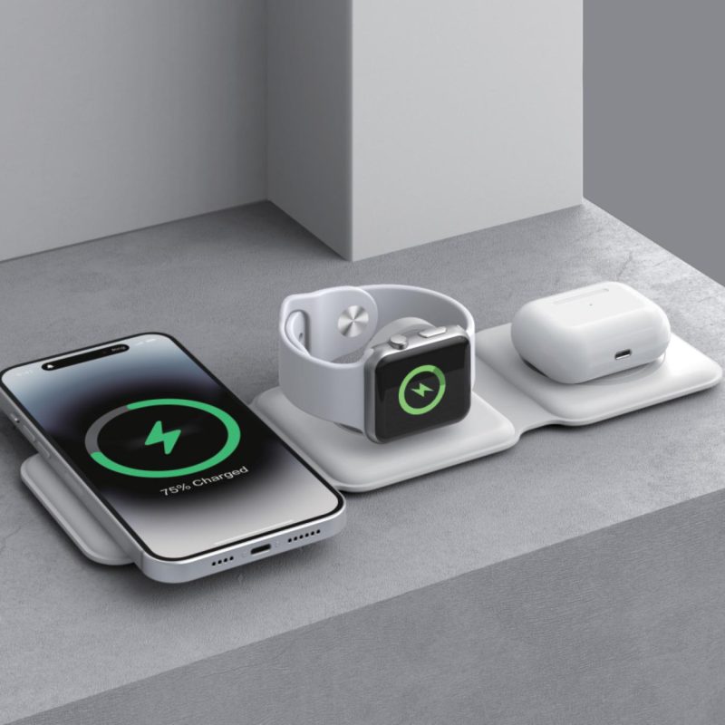 Trio-Pro-3-In-1-Travel-Charger-With-Case-White-71359W Custom Trio Pro - 3-In-1 Travel Charger With Case - White