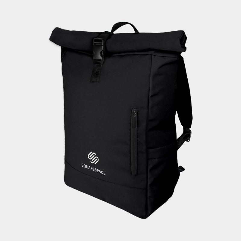 Custom Malibu - Roll Top Laptop Backpack (Black) - 2