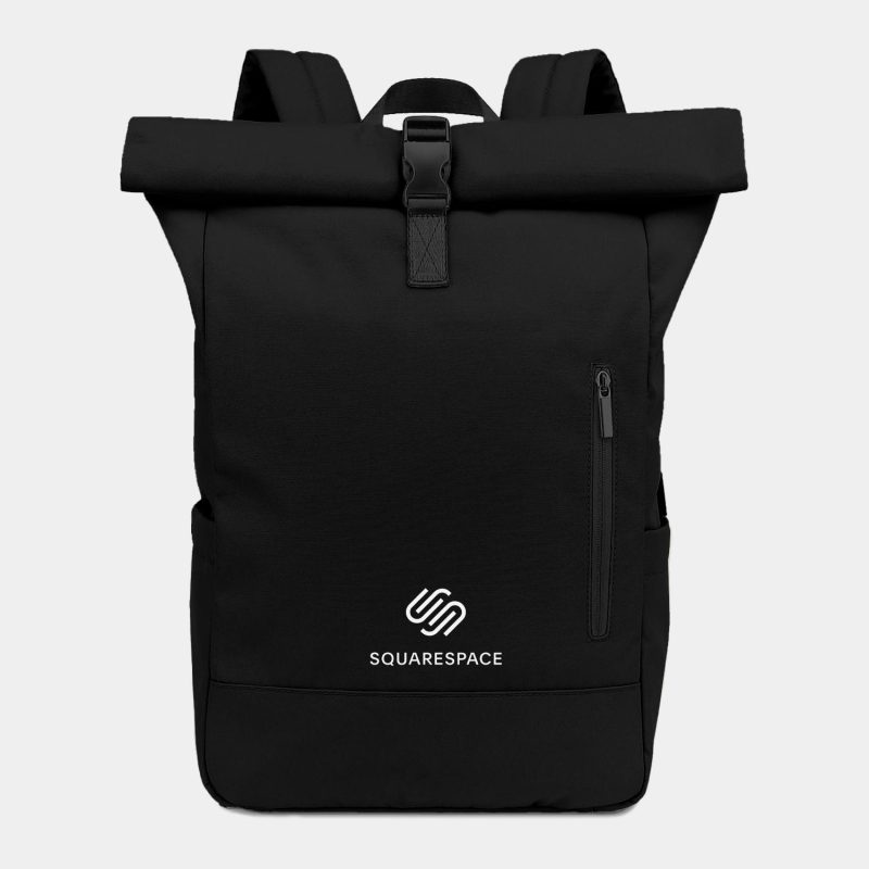 Custom Malibu - Roll Top Laptop Backpack (Black)