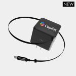 Custom Blok 3.0 - 30W GAN Compact Wall Charger W/ Built-In Retractable USB-C Cable