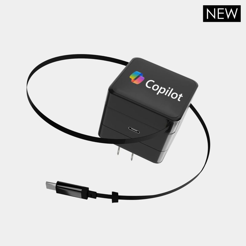 Custom Blok 3.0 - 30W GAN Compact Wall Charger W/ Built-In Retractable USB-C Cable