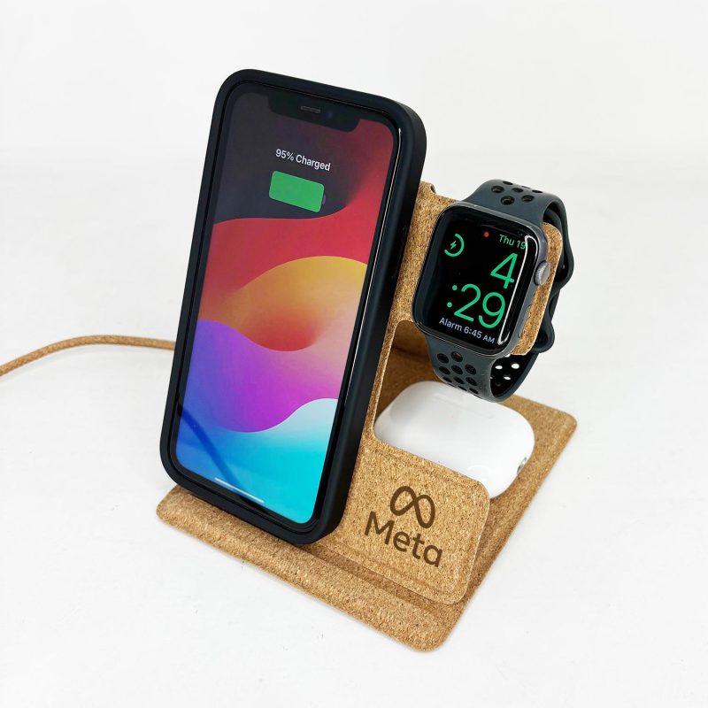 Custom Cork Qi - 3-in-1 Eco Friendly Wireless charger [Clearance] - 2